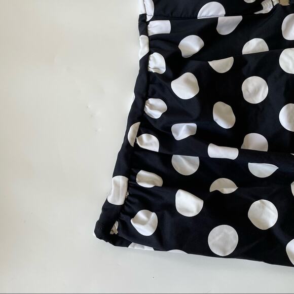 La Blanca Strapless Tankini Polka Dot Soft Cups Black White 8 EUC - Picture 6 of 8